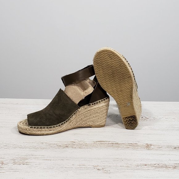 Gap  Peep Toe  Suede Espadrille Wedge Sandals  Size 9 - Picture 5 of 5